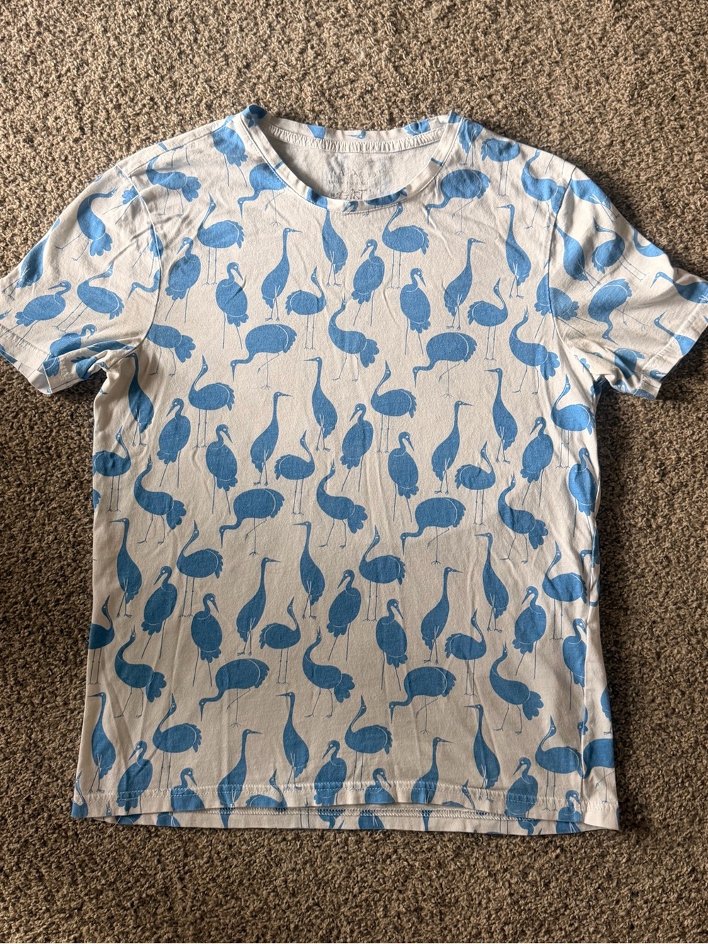 Armani Exchange White Tee with Light Blue Bird Print